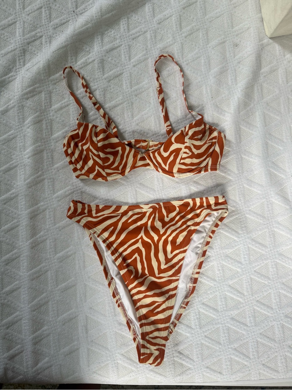 Urban Outfitters Brown and White Zebra Print Bikini